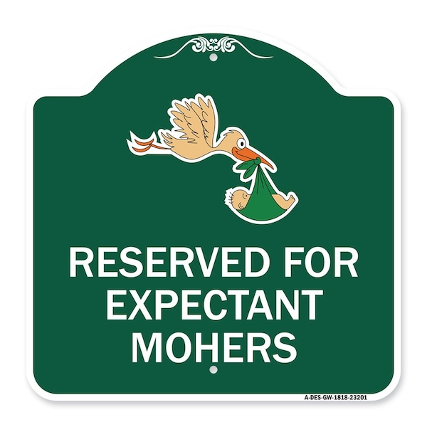 Signmission Reserved for Expectant Mothers W/ Stork & Baby Graphic Heavy-Gauge Alum, 18" L, 18" H, GW-1818-23201 A-DES-GW-1818-23201 - main
